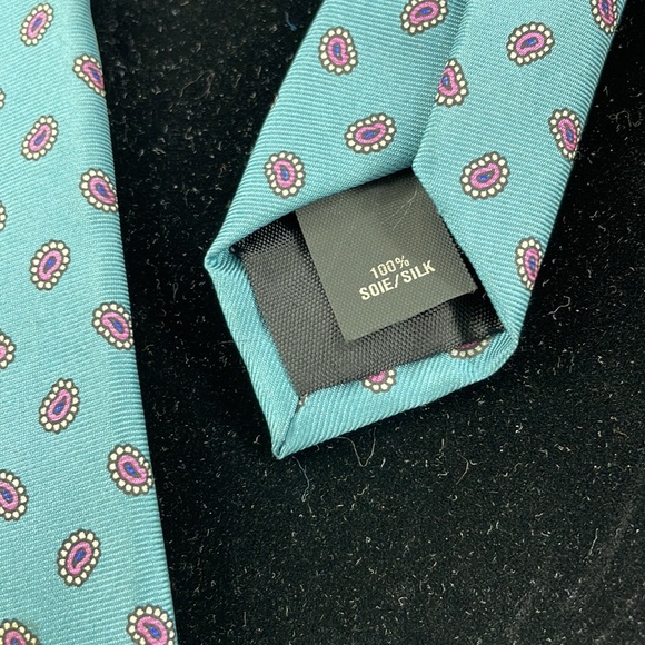 Vintage Baycrest Necktie. 100%Silk Mint Green and Pink - Picture 2 of 5